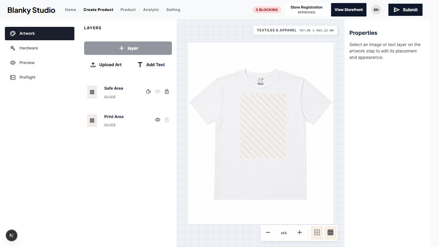 หน้าออกแบบเสื้อก่อนเพิ่มอาร์ตเวิร์ก