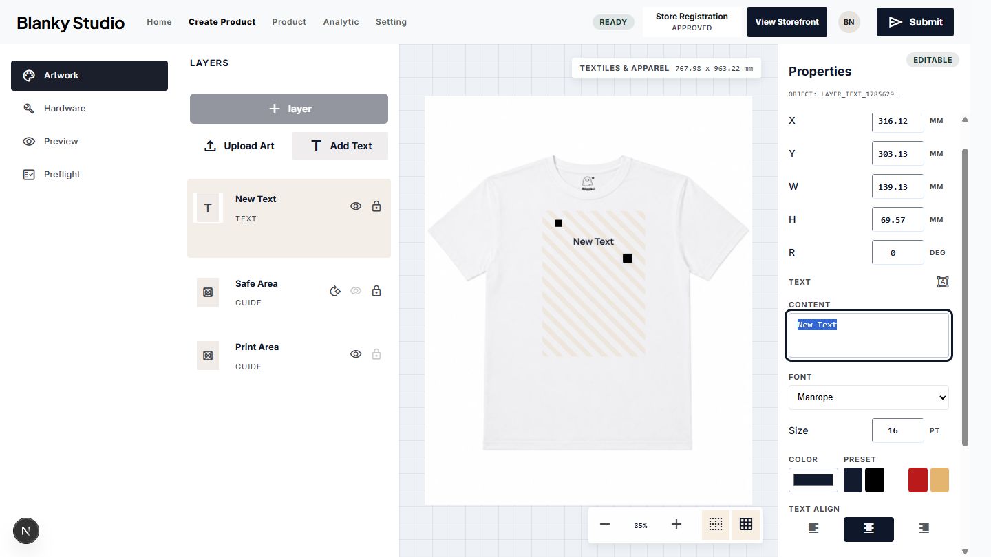 เสื้อที่เพิ่มข้อความเป็นอาร์ตเวิร์กแล้ว